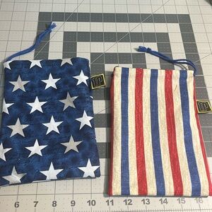 Double sided American flag theme pouches.